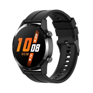 Curea silicon ALTY 20 mm, design Sport, compatibila cu Samsung Galaxy Watch 42mm, Huawei Watch GT 2 42mm, sau orice ceas de 20mm latimea curelei, culoare Negru