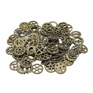 Set 100 bucati mix rotite bronz pentru lucrari steampunk