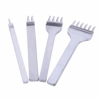 Set 4 perforatoare cusatura 3mm pentru pielarie, argintiu