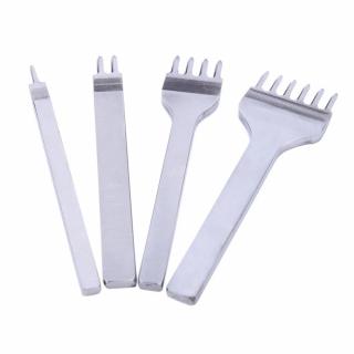 Set 4 perforatoare cusatura 4mm pentru pielarie, argintiu