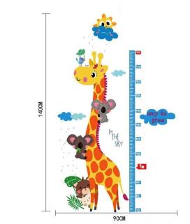 Sticker decorativ perete   Girafa cu prieteni  , 180cm