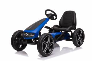 Kinderauto GO Kart cu pedale de la Mercedes, roti cauciuc solid, scaun reglabil, centura de siguranta  Albastru