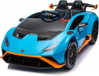 Masinuta electrica cu functie drift Lamborghini Huracan STO, putere 220W, 12V Premium, albastra