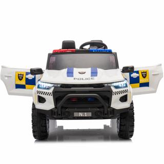 Masinuta electrica de politie pentru 2 copii, Kinderauto Police Patrol, 4x4, 800W, 24V, premium, culoare alba