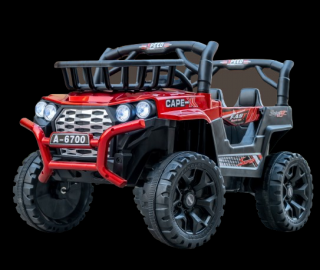 Masinuta electrica pentru copii intre 2 si 4 ani, 4x4, Kinderauto CAPE-X, 100W, 12V, scaun tapitat, rosie