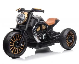 Motocicleta cu 3 roti electrica pentru copii, SuperMoto, 70W, 12V, cu scaun tapitat, bluetooth, neagra