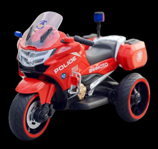 Motocicleta cu 3 roti, Kinderauto POLICE BJML5188 60W, 6V cu scaun tapitat, culoare rosu