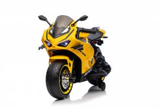 Motocicleta electrica, Kinderauto BDQ888 70W 12V cu roti moi, Bluetooth, culoare Galben