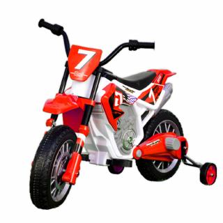 Motocicleta electrica Kinderauto BJH022 70W 12V cu roti moi, scaun tapitat, culoare Rosie