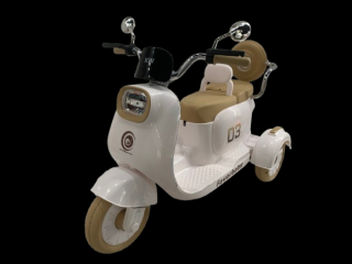 Scuter electric cu 3 roti si telecomanda, pentru 2 copii, Kinderauto FavorBaby 70W, alb