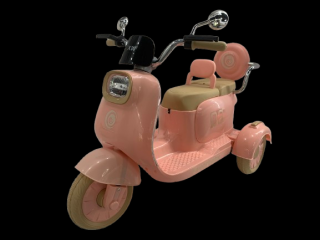 Scuter electric cu 3 roti si telecomanda, pentru 2 copii, Kinderauto FavorBaby 70W, roz