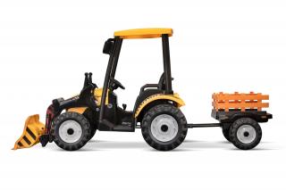 Tractoras electric copii cu remorca si cupa, Power-Tractor 240W 12V, galben