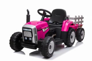 Tractoras electric Kinderauto BJ611 60W 12V cu remorca si telecomanda  Red Rose