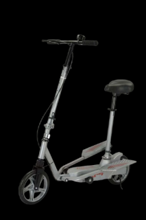Trotineta Kinderauto Pegasus, cu pedale si scaun, reglabila si pliabila, sistem amortizare si franare, roti cauciuc pline, gri