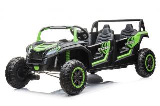 UTV electric pentru 4 copii, Conquerer XXL 600W 24V 14Ah cu roti moi, culoare verde