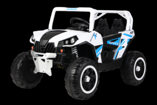 UTV electric pentru copii, Kinderauto RSR, 4x4, 120W, 12V 7Ah, alb-albastru