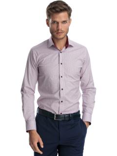 Camasa alba cu imprimeuri bordo slim fit