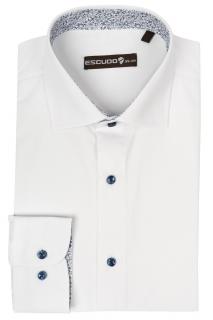 Camasa alba slim cu nasturi in contrast TALL