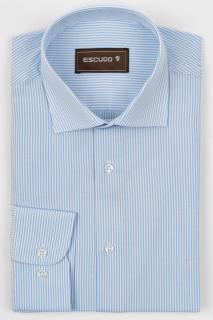 Camasa barbati regular fit alba cu dungi bleu