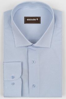Camasa barbati regular fit alba cu dungi bleu 2XL - 3XL