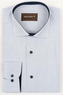 Camasa barbati regular fit alba cu imprimeu  bleumarin - 2XL