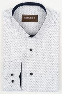 Camasa barbati regular fit alba cu imprimeu negru si gri