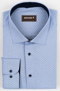 Camasa barbati regular fit bleu cu imprimeu bleumarin 2XL-3XL