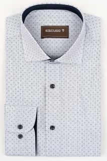 Camasa barbati slim fit alba cu imprimeu bleumarin - 2XL