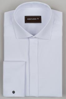 Camasa barbati slim fit alba cu manseta pentru butoni si nasturi ascunsi CONFORT - 2XL