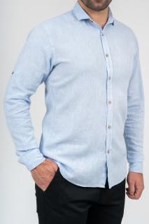 Camasa casual barbati regular fit bleu deschis din in