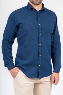 Camasa casual barbati regular fit din in bleumarin