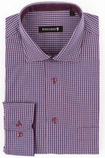 Camasa casual regular bleumarin cu carouri visinii maneca lunga