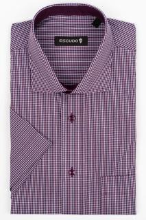 Camasa regular fit bordo cu carouri albe 2XL