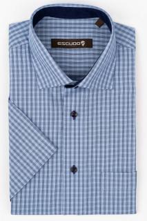 Camasa regular maneca scurta cu carouri bleumarin