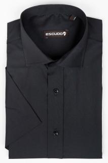 Camasa regular neagra cu maneca scurta