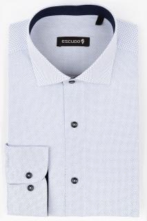 Camasa slim alba cu picouri albastre 2XL