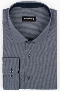 Camasa slim fit bleumarin cu carouri albe 2XL