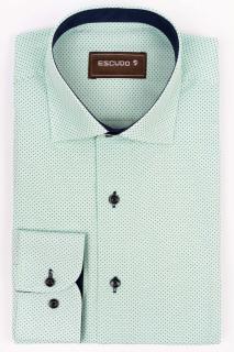 Camasa slim fit verde cu imprimeu bleumarin