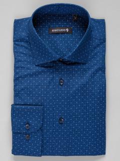 Camasa strech bleumarin slim fit cu imprimeuri