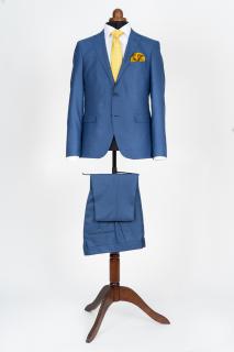 Costum slim albastru-pepit