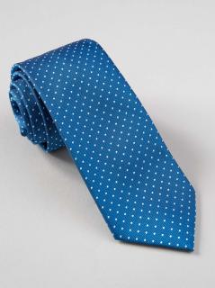 Cravata albastra cu picouri albe