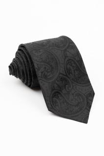 Cravata matase naturala neagra cu imprimeu paisley negru