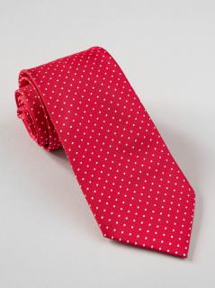 Cravata rosie cu picouri albe