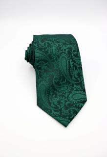 Cravata verde inchis cu model paisley verde