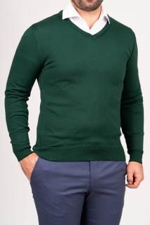 Pulover slim verde cu anchior