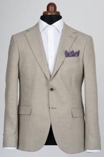 Sacou barbati slim fit bej-bradut