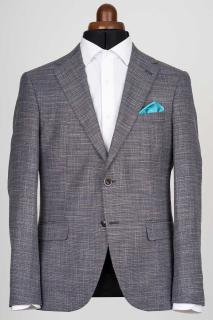 Sacou barbati slim fit bleu-maro pepit