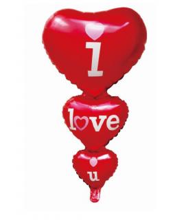 Balon folie 3 Inimi text I love you 95 cm