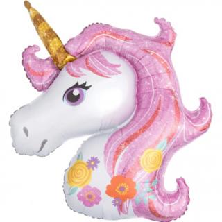 Balon folie Cap Unicorn roz 108 x 88 cm