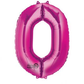 Balon folie cifra 0 roz 100 cm